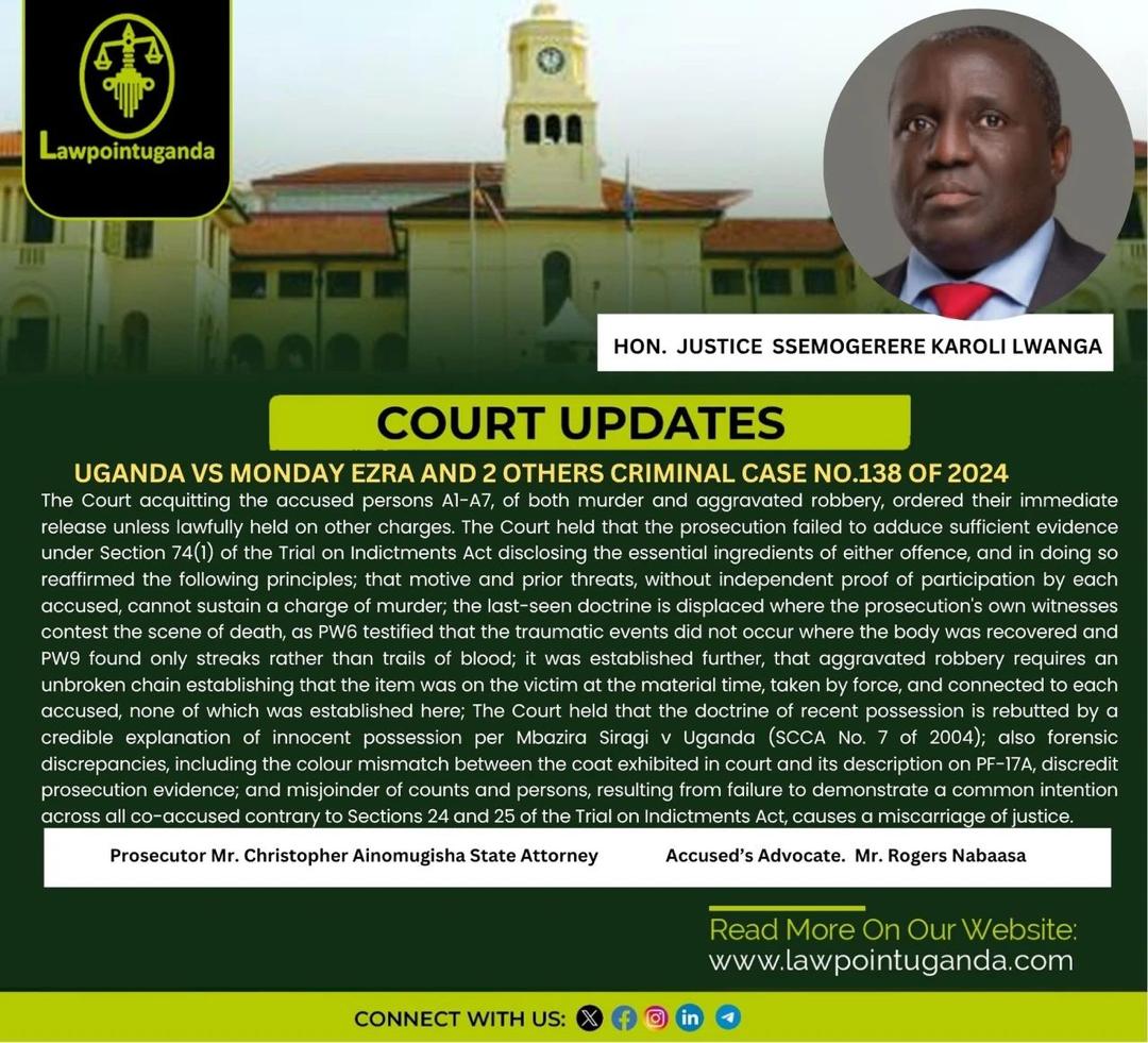 Uganda Vs Monday Ezra and Two Others